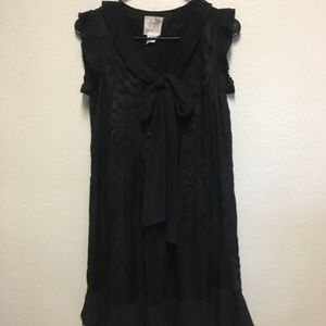 Floral Black Dress with Ruffle Details